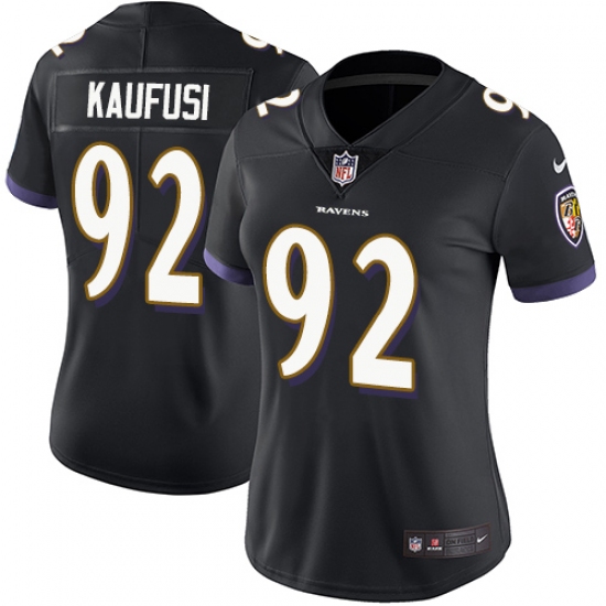 Women's Nike Baltimore Ravens #92 Bronson Kaufusi Black Alternate Vapor Untouchable Limited Player NFL Jersey - Ujersey