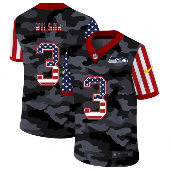 Men's Seattle Seahawks #3 Russell Wilson Camo Flag Nike Limited Jersey - Ujersey