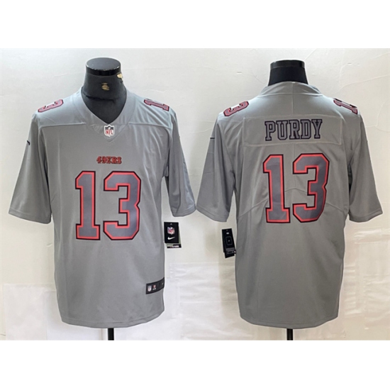 Men's San Francisco 49ers #13 Brock Purdy Gray Atmosphere Fashion Football Stitched Jersey - Ujersey