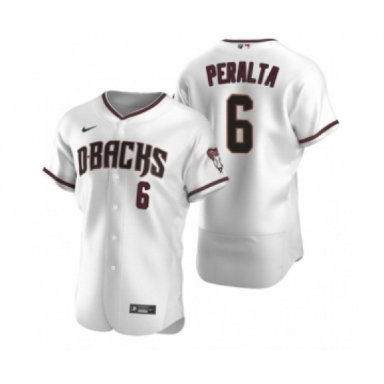 Men's Arizona Diamondbacks #6 David Peralta Nike White Crimson Authentic 2020 Home Jersey
