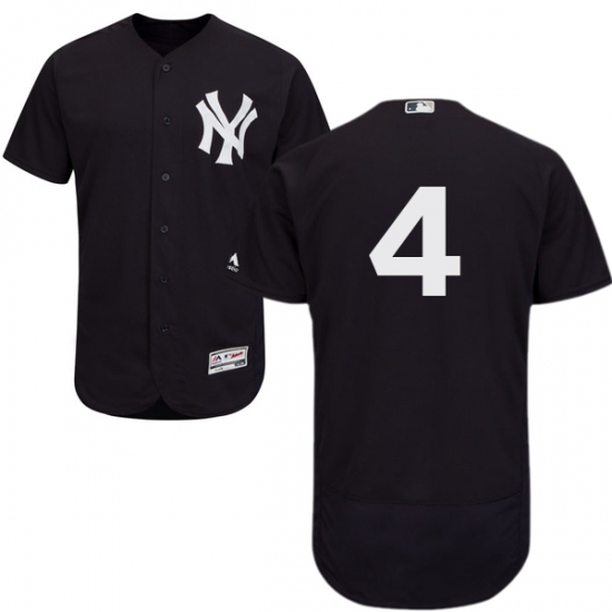 Men's Majestic New York Yankees #4 Lou Gehrig Navy Blue Alternate Flex Base Authentic Collection MLB Jersey - Ujersey