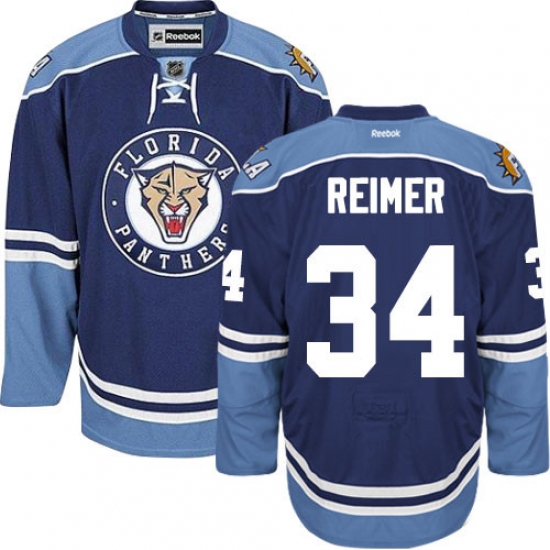 Men's Reebok Florida Panthers #34 James Reimer Premier Navy Blue Third NHL Jersey - Ujersey