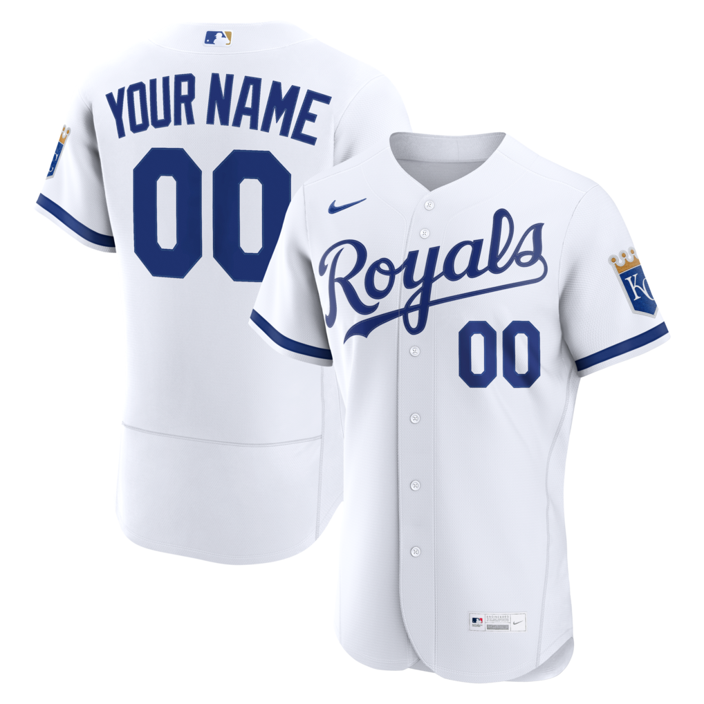 Men's Kansas City Royals Nike White Home Authentic Custom Jersey - U-jersey