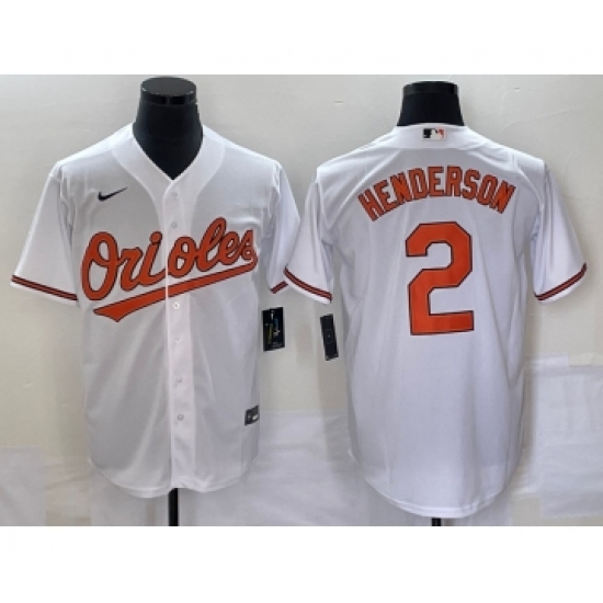Men's Baltimore Orioles #2 Gunnar Henderson White Cool Base Stitched Jersey - Ujersey
