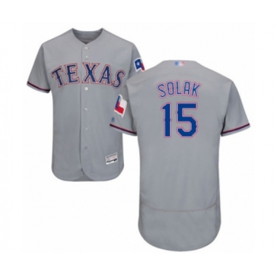 Men's Texas Rangers #15 Nick Solak Grey Road Flex Base Authentic Collection Baseball Player Jersey - Ujersey