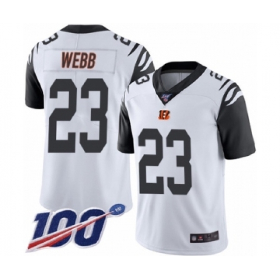 Men's Cincinnati Bengals #23 B.W. Webb Limited White Rush Vapor Untouchable 100th Season Football Jersey - Ujersey