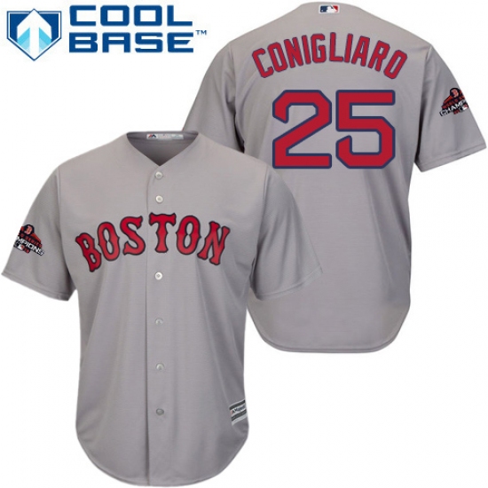 Youth Majestic Boston Red Sox #25 Tony Conigliaro Authentic Grey Road Cool Base 2018 World Series Champions MLB Jersey - Ujersey