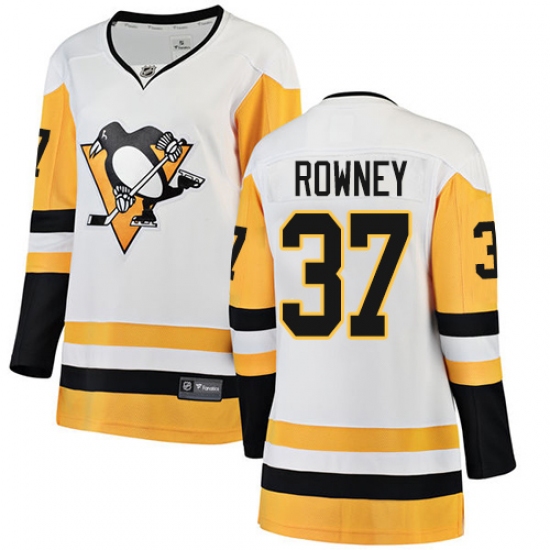 Women's Pittsburgh Penguins #37 Carter Rowney Authentic White Away Fanatics Branded Breakaway NHL Jersey - Ujersey