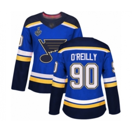 Women's St. Louis Blues #90 Ryan O'Reilly Authentic Royal Blue Home 2019 Stanley Cup Final Bound Hockey Jersey