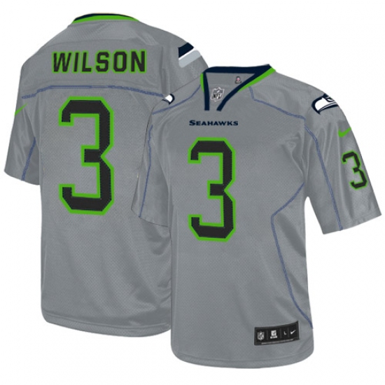 Men's Nike Seattle Seahawks #3 Russell Wilson Elite Lights Out Grey NFL Jersey - Ujersey