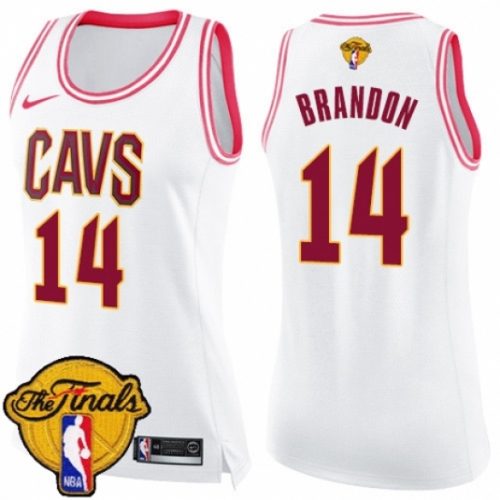 Women's Nike Cleveland Cavaliers #14 Terrell Brandon Swingman White/Pink Fashion 2018 NBA Finals Bound NBA Jersey