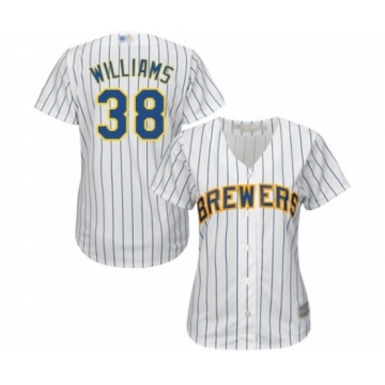 Women's Milwaukee Brewers #38 Devin Williams Authentic White Alternate Cool Base Baseball Player Jersey - Ujersey