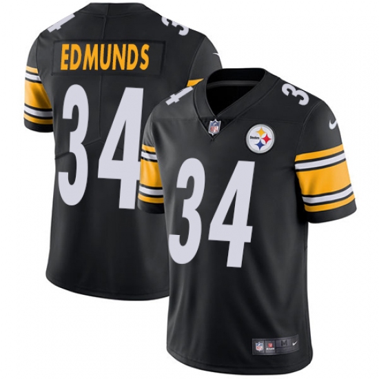 Men's Nike Pittsburgh Steelers #34 Terrell Edmunds Black Team Color Vapor Untouchable Limited Player NFL Jersey - Ujersey