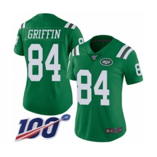 Women's New York Jets #84 Ryan Griffin Limited Green Rush Vapor Untouchable 100th Season Football Jersey - Ujersey