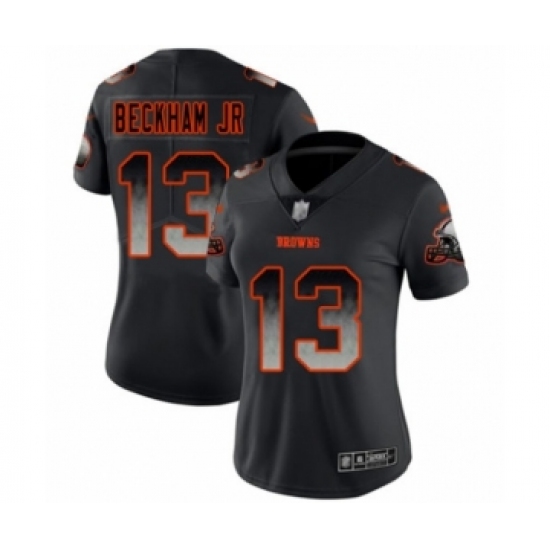 Women's Cleveland Browns #13 Odell Beckham Jr. Limited Black Smoke Fashion Football Jersey