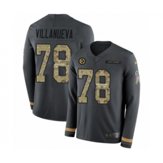 Youth Nike Pittsburgh Steelers #78 Alejandro Villanueva Limited Black Salute to Service Therma Long Sleeve NFL Jersey - Ujersey