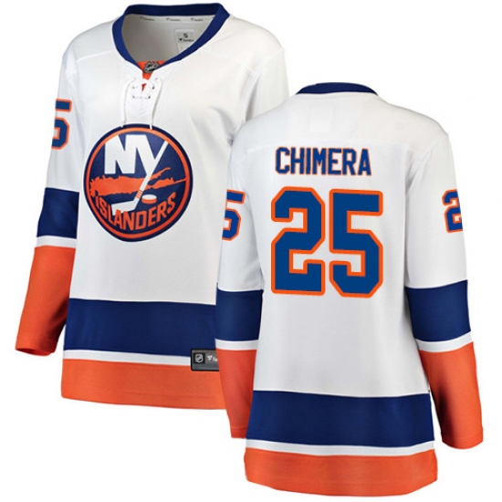 Women's New York Islanders #25 Jason Chimera Fanatics Branded White Away Breakaway NHL Jersey - Ujersey