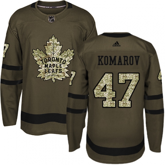 Men's Adidas Toronto Maple Leafs #47 Leo Komarov Authentic Green Salute to Service NHL Jersey - Ujersey