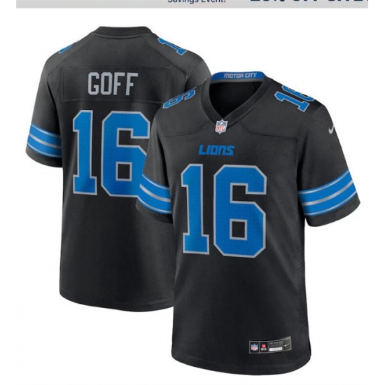 Men's Detroit Lions #16 Jared Goff Nike 2024 Black 2nd Alternate Limited Jersey - Ujersey
