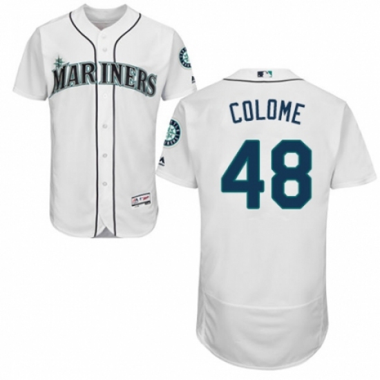 Men's Majestic Seattle Mariners #48 Alex Colome White Home Flex Base Authentic Collection MLB Jersey - Ujersey