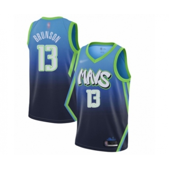 Men's Dallas Mavericks #13 Jalen Brunson Swingman Blue Basketball Jersey - 2019 20 City Edition - Ujersey