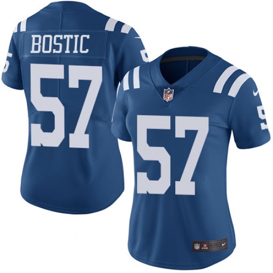 Women's Nike Indianapolis Colts #57 Jon Bostic Limited Royal Blue Rush Vapor Untouchable NFL Jersey - Ujersey