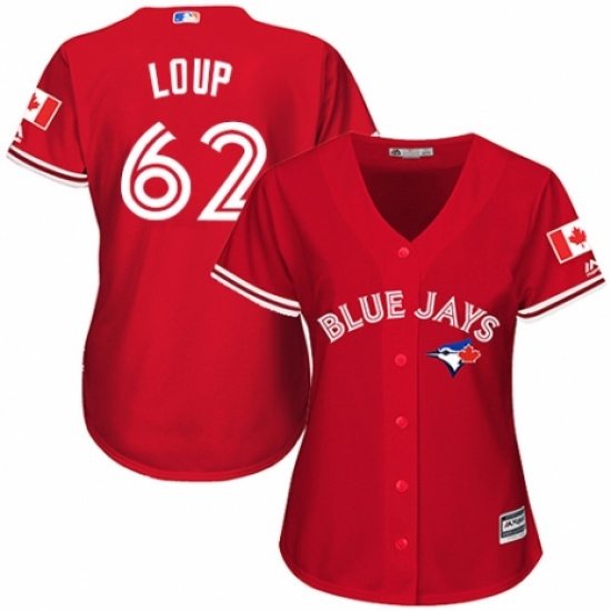 Women's Majestic Toronto Blue Jays #62 Aaron Loup Replica Scarlet Alternate MLB Jersey - Ujersey