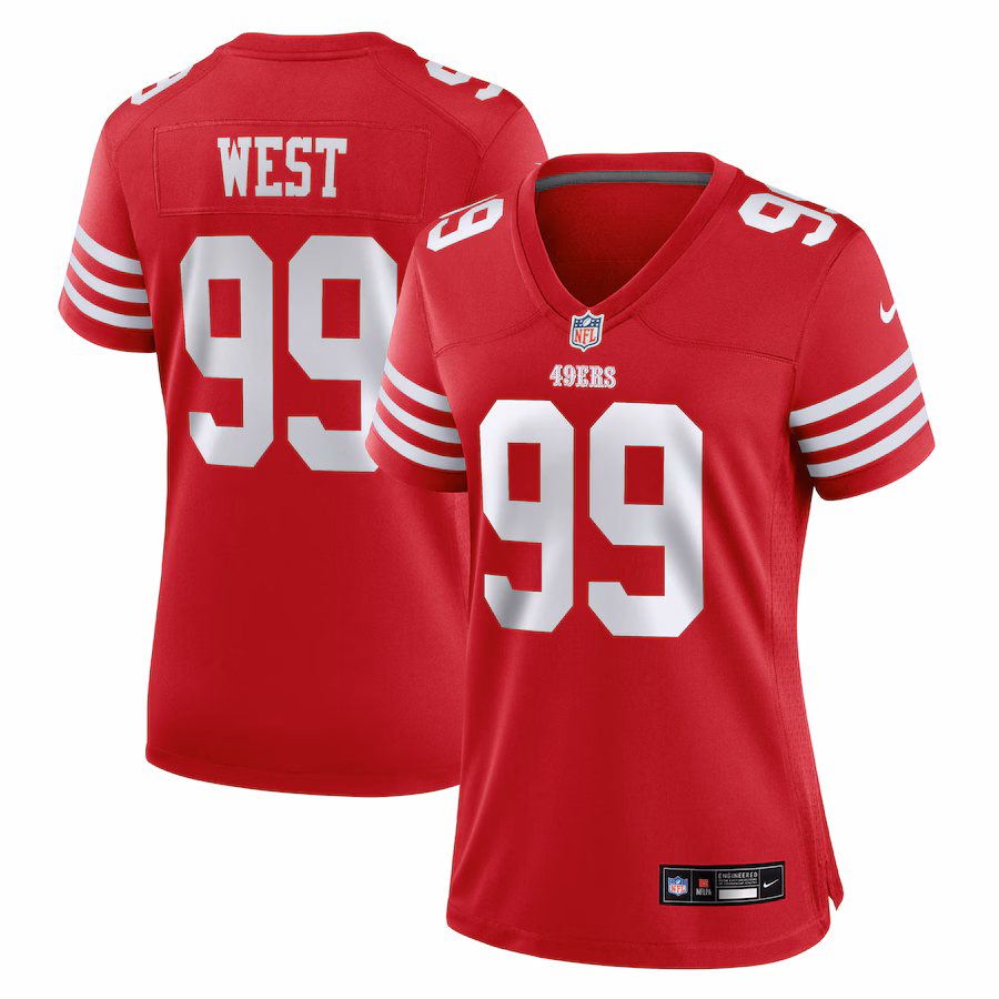 Women's San Francisco 49ers CJ West Nike Scarlet Team Game Jersey - Ujersey