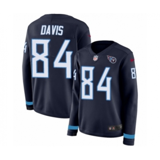 Women's Nike Tennessee Titans #84 Corey Davis Limited Navy Blue Therma Long Sleeve NFL Jersey - Ujersey