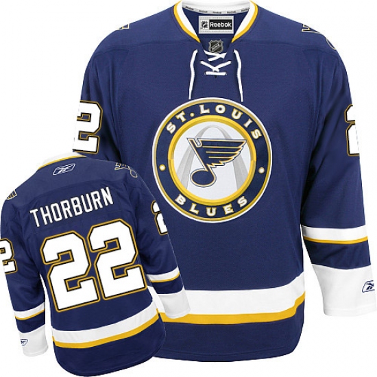 Men's Reebok St. Louis Blues #22 Chris Thorburn Authentic Navy Blue Third NHL Jersey - Ujersey