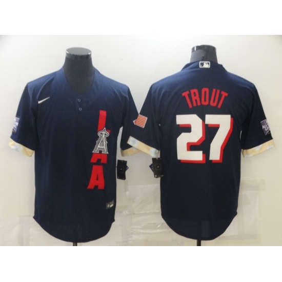 Men's Los Angeles Angels of Anaheim #27 Mike Trout Navy 2021 All-Star Game Replica Player Jersey - Ujersey