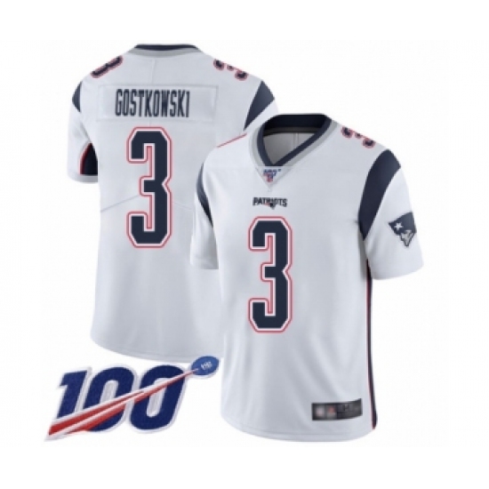 Men's New England Patriots #3 Stephen Gostkowski White Vapor Untouchable Limited Player 100th Season Football Jersey - Ujersey