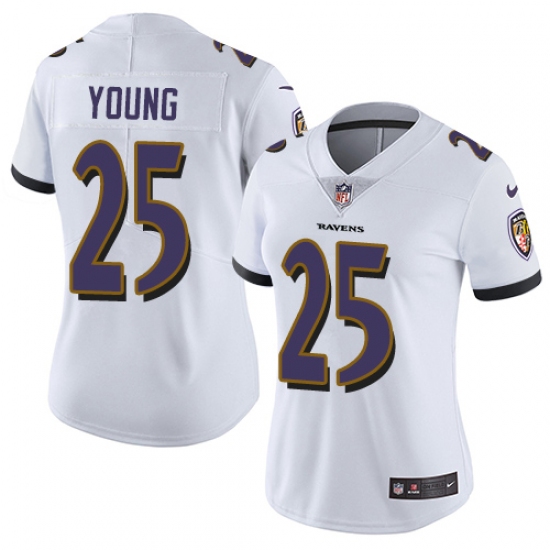 Women's Nike Baltimore Ravens #25 Tavon Young White Vapor Untouchable Limited Player NFL Jersey - Ujersey