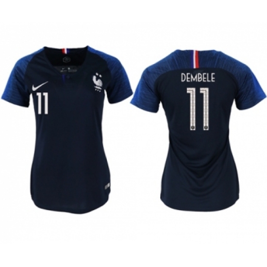 Women's France #11 Dembele Home Soccer Country Jersey