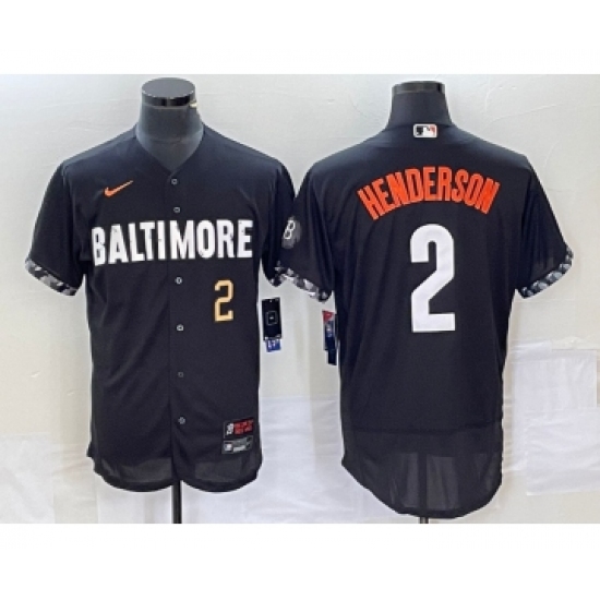 Men's Nike Baltimore Orioles #2 Gunnar Henderson Number Black 2023 City Connect Flex Base Stitched Jersey - Ujersey