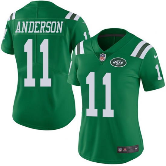 Women's Nike New York Jets #11 Robby Anderson Limited Green Rush Vapor Untouchable NFL Jersey - Ujersey
