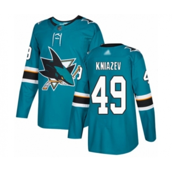 Men's San Jose Sharks #49 Artemi Kniazev Authentic Teal Green Home Hockey Jersey - Ujersey