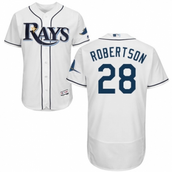 Men's Majestic Tampa Bay Rays #28 Daniel Robertson Home White Home Flex Base Authentic Collection MLB Jersey - Ujersey