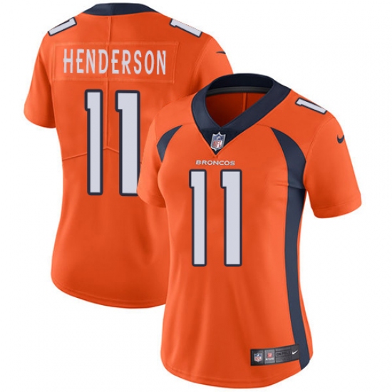 Women's Nike Denver Broncos #11 Carlos Henderson Orange Team Color Vapor Untouchable Limited Player NFL Jersey - Ujersey