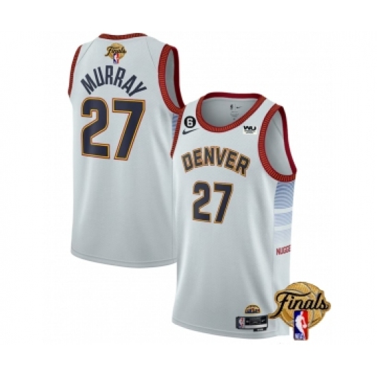 Men's Denver Nuggets #27 Jamal Murray Silver 2023 Finals Icon Edition With NO.6 Stitched Basketball Jersey