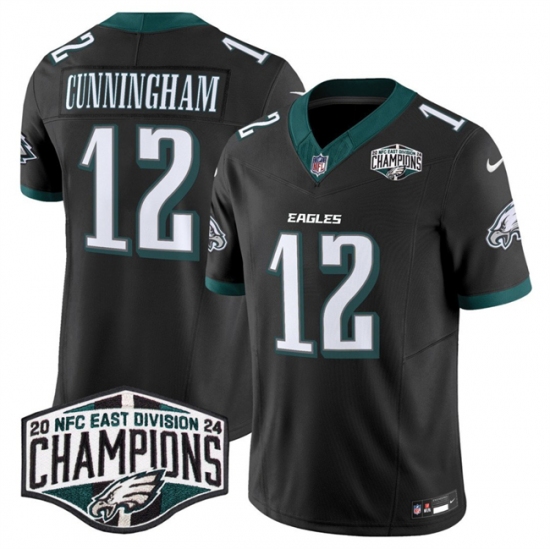 Men's Philadelphia Eagles #12 Randall Cunningham Black 2024 New NFC East Champions F.U.S.E. Vapor Untouchable Limited Stitched Football Jersey - Ujersey