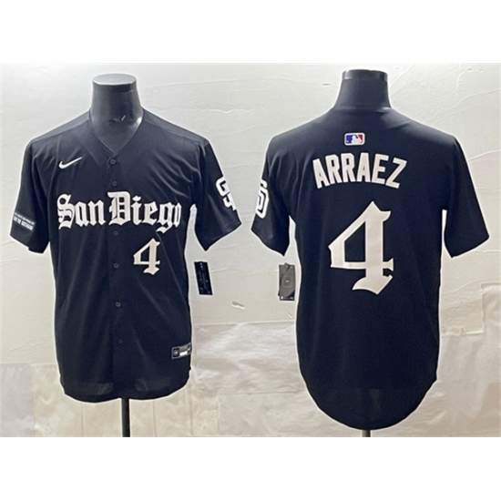Men's San Diego Padres #4 Luis Arraez Black Gothic Edition Vapor Limited Stitched Baseball Jersey - Ujersey