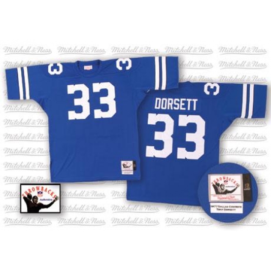 Mitchell and Ness Dallas Cowboys #33 Tony Dorsett Authentic Navy Blue Throwback NFL Jersey - Ujersey