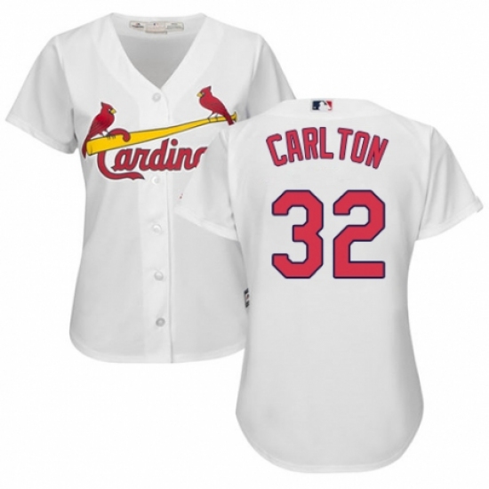 Women's Majestic St. Louis Cardinals #32 Steve Carlton Replica White Home Cool Base MLB Jersey - Ujersey