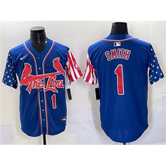 Men's St. Louis Cardinals #1 Ozzie Smith Royal Independence Day Vapor Premier Limited Stitched Baseball Jersey - Ujersey