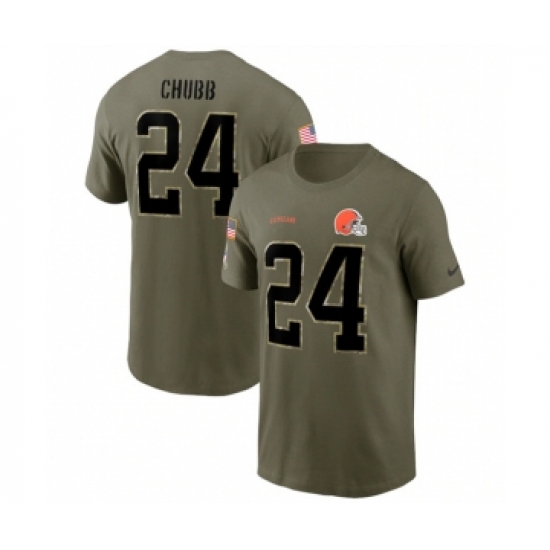 Men's Cleveland Browns #24 Nick Chubb 2022 Olive Salute to Service T-Shirt - Ujersey