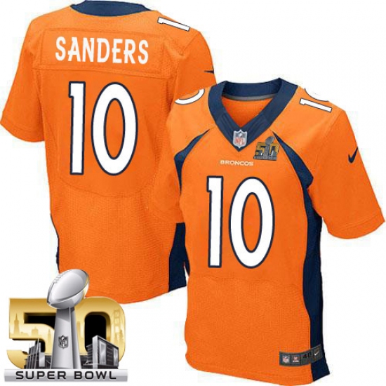 Men's Nike Denver Broncos #10 Emmanuel Sanders Elite Orange Team Color Super Bowl 50 Bound NFL Jersey - Ujersey