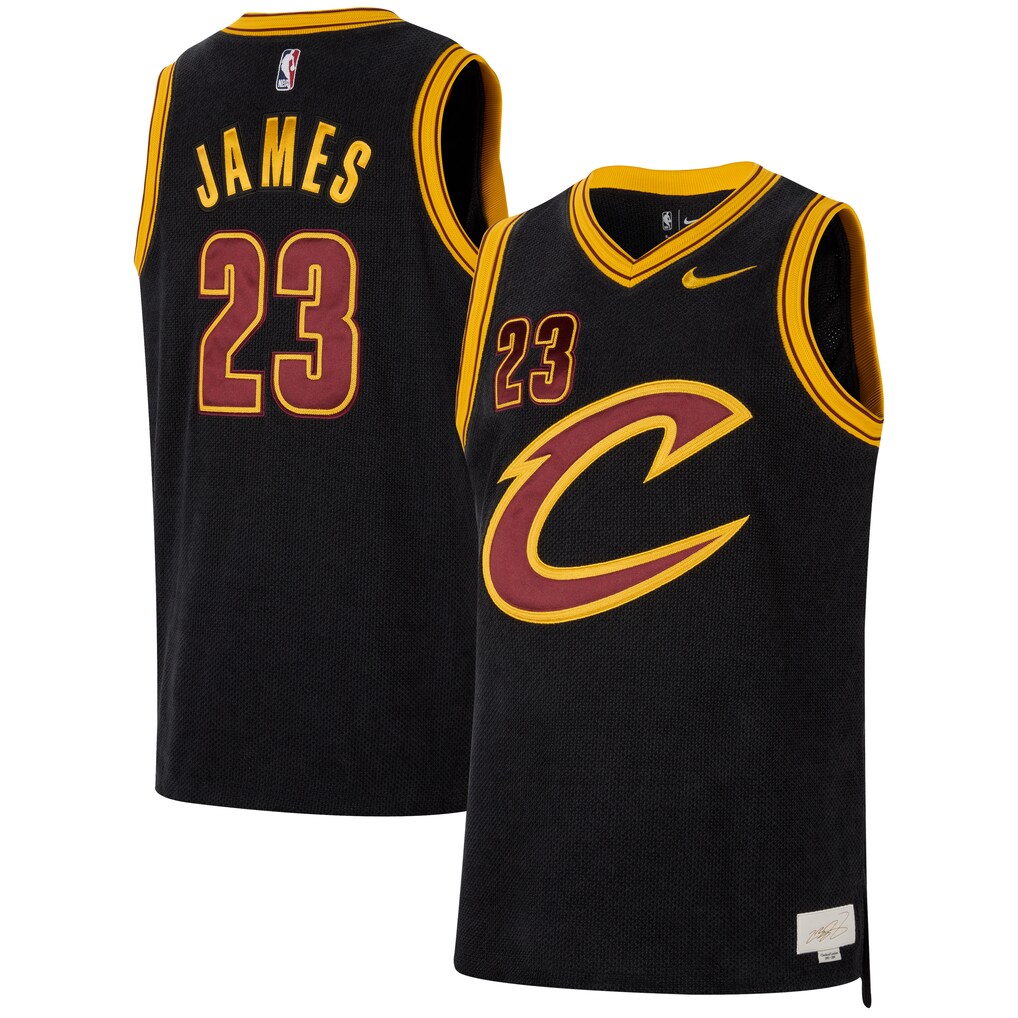 Men's Cleveland Cavaliers LeBron James Nike Black Forever King Authentic Jersey - Ujersey
