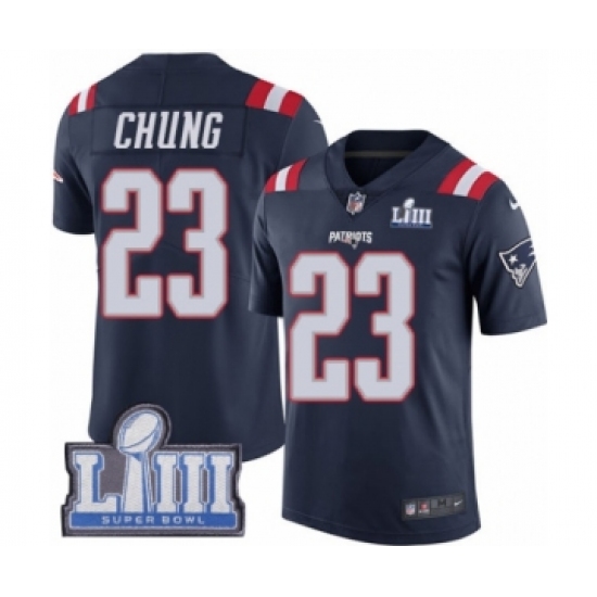 Men's Nike New England Patriots #23 Patrick Chung Limited Navy Blue Rush Vapor Untouchable Super Bowl LIII Bound NFL Jersey - Ujersey