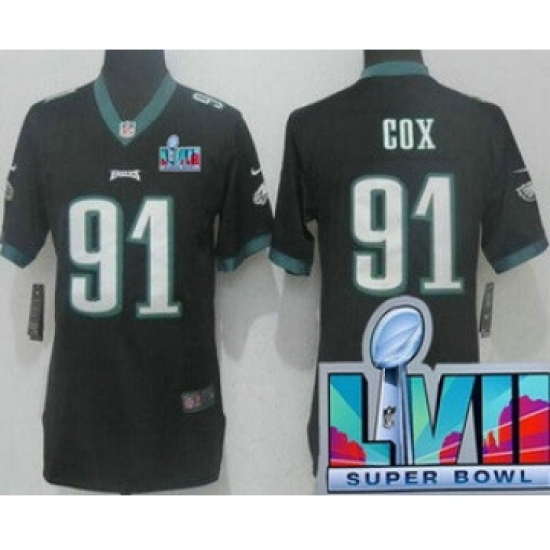 Women's Philadelphia Eagles #91 Fletcher Cox Limited Black Super Bowl LVII Vapor Jersey - Ujersey